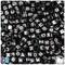 BeadTin Black Opaque 6mm Cube Plastic Alpha Beads - White Letter Mix (200pcs)
